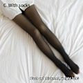 Miniatyrbillede 1 af 5: Vintervarme Leggings til kvinder Tykke Fleece Leggings Høj talje Transparent Sort Med Strømper 320G Transparent Black With Socks 320G