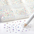 Pikkukuva 1 / 4: 7200 kpl Litteitä Strassisteja Käsitöihin, Läpinäkyvät, Sekalaiset 6 Kokoa Vahakynien Setillä, SS3-SS10 Transparent AB 6 Sizes/7200pcs