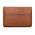 Miniatyrbilde 1 av 5: Krokodillemønstret Faux Leather Flap Style Veske, 13-tommers Laptop Stand Sleeve Case, Laptop Beskyttelsesetui - Yvan brun brown 13