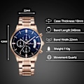 Miniatyrbillede 5 af 7: Mænd Analog Kvarts Forretningsure Lysende Vandafvisende Armbåndsur Dato Kalender Ur Chronograph Rustfrit Stål Rem Ur Sort Rosenguld Black rose gold