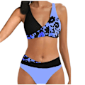 Miniatyrbilde 1 av 4: Badedrakt Dame Badedrakt Dame Print Sett Todelt BH Badedrakt Strandklær Dame Bikini Badedrakter Blå Blue L