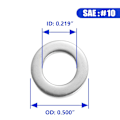 Miniatyrbilde 3 av 4: #10 x 0,5\" OD Flatpakninger - 100 stk 316 Rustfritt Stål Flatpakninger Silver #10/316