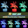 Miniatyrbilde 2 av 5: Enhjørning 3D Illusion LED-bordlampe nattlampe med opplyst