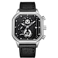 Miniatyrbillede 1 af 6: Ur Fashion Square Håndleds Ur Lysende Analogt Ur Multifunktionelt Chronograf Ur Fritids Rustfrit Stål Herre Ur Sort Sølv A Black silver A