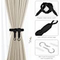 Miniatyrbilde 3 av 7: Bomullsreptopphengere for gardiner, 4-pakke håndstrikket gardinholdere, Off White Black-4 pcs
