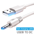 Miniatyrbillede 3 af 7: USB til DC 3,5 mm Power Jack-stik 5V Oplader Power 3,5*1,35 mm Universal Til HUB Mini Fan Router Højttaler MP3/MP4 hvid 1m