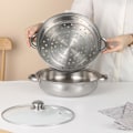 Miniatyrbild 2 av 3: Rostfritt stål ångkokare för matlagning 2-vånings ångkokare med öra för klimpar Grönsaksrätter