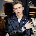 Pikkukuva 2 / 8: Monitoiminen miesten kello Business Analog Quartz Watch Sports Chronograph Rannekello 3ATM Luminoiva kello, Musta C, L, Ranneke