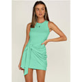 Miniatyrbillede 2 af 6: 2023 Damer sommer Casual ærmeløs strandtankkjole Bodycon Ruched minikjoler Grå M Grey M