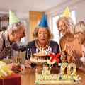 Miniatyrbillede 7 af 8: Træskilt gæstebog, Træskilt gæstebog 70 års fødselsdag, gæstebog fødselsdag som en personlig gave med LED-lyskæde fødselsdag jubilæum for 70 år mand kvinde 70