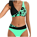 Miniatyrbilde 1 av 3: Badedrakt Dame Badedrakt Dame Print Sett Todelt BH Badedrakt Strandklær Dame Bikini Badedrakter Grønn Green L