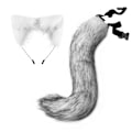 Pikkukuva 1 / 2: Halloween COS simulering räv plysch svans kläder tillbehör djur svans katt öra hår båge huvudbonader grey