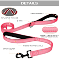 Miniatyrbillede 2 af 4: Robust Hundelead med Dobbelt Håndtag, Reflekterende til Trafikkontrol, 4FT, Pink Pink 5 ft 2 Handle