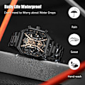 Miniatyrbillede 6 af 7: Quartz armbåndsur til mænd business rustfrit stål ur lysende analog armbåndsur multifunktionel chronograph ur mode firkantet ur Guld C Gold C