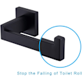 Miniatyrbillede 4 af 5: Mat sort toiletpapirholder, toiletrulleholder og kroge til badeværelse og køkken, rustfrit stål, moderne firkantet
