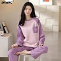 Miniatyrbild 2 av 7: M-5Xl Stor Storlek Hösten Vår Pyjamas Set För Kvinnor Kawaii Tryckning Sömnkläder För Tjej Mode Lång Ärm O. Nack Kvinnas Pijamas 9 3XL 70-80KG