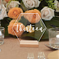 Miniatyrbild 3 av 10: Hexagon akryl bordsnummer skylt med hållare Kit Event Festskyltar Tillbehör för jul Baby Shower Party Dekoration null - A null - A