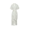Miniatyrbild 1 av 10: Ditsy Tie Front Button Up Boho Midi T-shirtklänningar (Vit L)