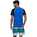 Miniatyrbillede 4 af 5: Herre kortærmet hurtigtørrende badetop surf UV solbeskyttelse badedragt (blå sort) XL blå sort blue black xl