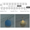 Miniatyrbillede 8 af 8: Bomuldsboldlyskæde, 3,3 m, selvlysende vævede bolde, batteri, 20 LED-lyskæder, farverig LED-lyskæde til børneværelse, jul, bryllupsfest makroner batterie