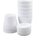 Miniatyrbillede 1 af 5: Sæt med 8 små hvide plastikpotter 10 cm til kontor, hjem, kontor med bakker/paller