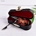 Miniatyrbillede 2 af 7: 8 cm samling Dekorative pyntegenstande Modeldekoration Gaver med stativ Miniature musikinstrument Minifiol Træ Wooden C