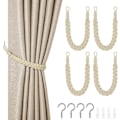 Pikkukuva 1 / 6: Puuvillaköyden Verhotarrat, 4-Paketti Käsinneulottuja Verhokiinnitteitä, Harmaa White-4 pcs