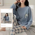Miniatyrbild 2 av 7: Vårt Höst Stora Storlek 5Xl Kvinnor Polyester Pyjamas Plaid Sömnkläder Långärmade Hemkläder Sets Damer Simm Loose Casual Pijamas W9 KVINNOR PAJAMAS M