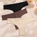 Miniatyrbillede 3 af 7: 3st Seamless Maillard Trosor Ultratunna brasilianska trosor Dam Is Silk Underkläder Sexig Trosa Låg midja G-string Kvinna Solid Set6 S