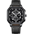 Miniatyrbillede 1 af 7: Herreure Fashion Multifunktionelt Armbåndsur Chronograph Lysende Ur Mænd Rustfrit Stål Herreure Kvadratisk Fritidsur Sort B Black B