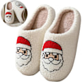 Miniatyrbilde 2 av 8: Juleelg-tøfler for menn og kvinner, morsomme plyss-hussko Red Santa C 38/39 EU