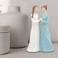 Miniatyrbillede 2 af 6: Hartsstaty | Angel Sisters staty | håndlavet boligindretning | håndmalet skulptur til stue, kontor eller bar display b