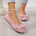 Miniatyrbillede 3 af 7: Ballet-sko med sløjfe til kvinder, ensfarvet blød sål Slip-on-sko, casual og alsidige flade sko Sort CN38(EU38)