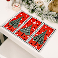 Miniatyrbild 4 av 5: Set med 4 tvättbara juldukar - Värmebeständiga, halkfria, för köksmatbord - 44 x 30 cm, stickade