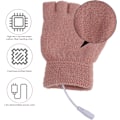 Miniatyrbilde 2 av 5: Rosa kvinnelige USB-oppvarmings vinterhansker USB-oppvarmede votter Cashmere