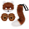 Pikkukuva 1 / 6: Keinotekoinen Turkis Kettu Häntä Kissa Ihmissusi Cosplay Pukusetti Pehmo Naamio Pörröiset Tassut Käsineet Halloween Joulu Punaruskea ja Valkoinen Red brown and white One Size