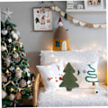 Miniatyrbilde 2 av 7: Julegran pute 15,8x11 tommer 3d treformet pute plysj fylling dekorativ pute søt myk soverom juledekor for stue, sofa kasteputer 40x28 cm