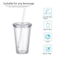 Miniatyrbild 5 av 5: Återanvändbara plastmuggar, dubbelväggig genomskinlig dricksmugg med sugrör, Återanvändbara koppar, lämplig för fruktjuice