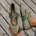 Pikkukuva 6 / 7: Naisten terävät varvas tossut, Casual Pehmeä pohja Slip On Neulotuilla Kengillä, Fashion Daily Baletti Flats Army Green CN36(EU36)