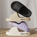Miniatyrbillede 3 af 7: Pallene Tjock Botten Udskrift Tøfler Kvinder Sød Cartoon Bjørn Hjem Sandaler Indendørs Eva Blød Badeværelse Slides Par Strandsko Khaki 40-41(fit39-40)