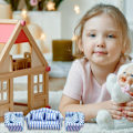 Pikkukuva 8 / 8: Miniatyyri Nukkekotisohvasetti - Punainen ja Valkoinen Raidalliset 1:12 Mittakaavan Olohuoneen Leikkikaluhuippukalusteet Blue Three piece set