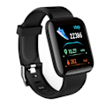 Miniatyrbild 1 av 7: Multifunktionell smartklocka för män, kvinnor och barn med meddelandepåminnelse, musikkontroll, sport, steg, kalorier D13 Smartwatch larmklocka 116P Lus svart