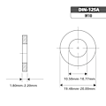 Miniatyrbillede 3 af 4: M10 x 20mm Ydre Diameter Sorte Flade Skiver - 20 stk 18-8 (304) Rustfrit Stål Black M10/304