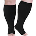 Miniatyrbilde 1 av 2: Kompresjonsstrømper for menn og kvinner, Plus Size kompresjonsstrømper med bred legg, høye knestrømper for flyreiser, svart black 4XL