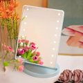 Miniatyrbillede 6 af 7: 1. LED skrivebords natlampe sminkspejl skrivebord 360 graders roterende opbevaring berøringsfølsom sminkspejl Sort 22 lys