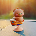 Pikkukuva 5 / 7: Miniatyyri piirretty heilurieläimet, kevään veistos kojelaudalle, ei-deformoituva auton sisustus, pöytä/sänkytarvikkeet Fartyg björn