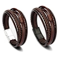 Miniatyrbillede 7 af 7: Stilfuldt slidstærkt PU-læderarmbånd Brun-Sort 19CM