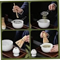 Miniatyrbild 5 av 8: 7 st/set matcha-set, matcha vispset inkluderar matchningsskål, bambuvisphållare, matchasjal, teskop, skopa hållare och tehandduk, japansk te-set vit Vitt