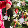Miniatyrbilde 3 av 8: Nisse Julepynt for Små Trær, Hengende Håndverkspendere for Slededekor Sledge