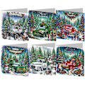 Miniatyrbild 1 av 8: 12/8/6/4-pack DIY Diamantkonst Julgranskortsset, Handgjorda Kristallkonstkort HK059